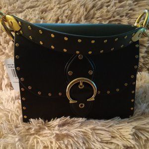 NWT Coach Beat Bag 18 black/rivets